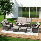 8 Piece Outdoor Wicker Patio Furniture Set, Patio Chairs Set with Thickened Olefin Cushions, High Back and Deep Seating - Photo 1