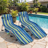Goplus Tanning Chair with Face Arm Holes, Portable Sunbathing Chair w/4-Level Backrest, Head Pillow - Photo 8