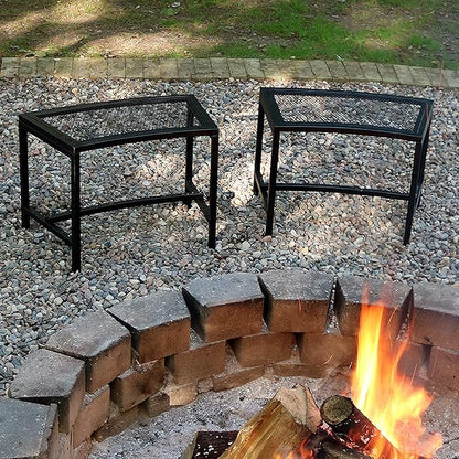 Sunnydaze Mesh Outdoor Curved Bench - Metal Patio Bench Set - Heavy-Duty Outdoor Seats for Backyard or Fire Pit - Black - Set of 2