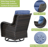 Rilyson Wicker Rocking Chair Swivel Chairs - 3 Piece Rocker Patio Furniture Set Rattan Rocking Bistro Sets with Glass - Photo 6