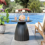 Round Metal Outdoor Patio Side Table Set of 2, Steel Outdoor Accent Table, Black Small End Table, PatioFurniture - Photo 7