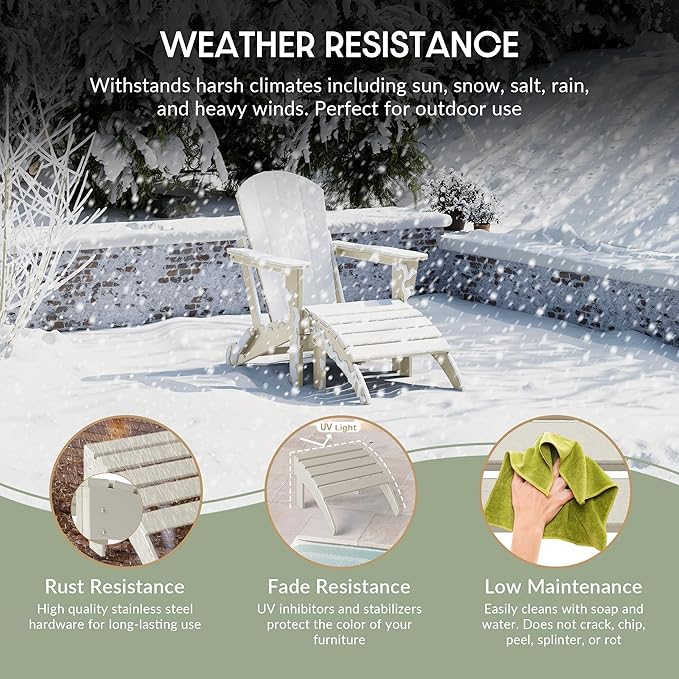 WestinTrends Outdoor Patio Adirondack Ottoman Foot Rest, All Weather Poly Lumber Foot Stool for Adirondack Chair, Widely Used for Outside Porch Pool Lawn Backyard, Sand