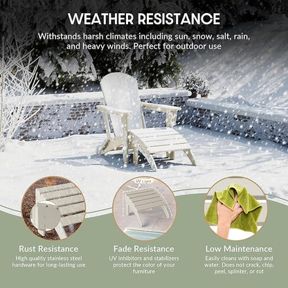 WestinTrends Outdoor Patio Adirondack Ottoman Foot Rest, All Weather Poly Lumber Foot Stool for Adirondack Chair, Widely Used for Outside Porch Pool Lawn Backyard, Sand