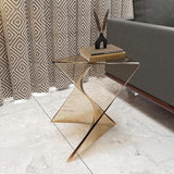LeisureMod 15.75" Stackable Weather-Resistant Plastic Triangular Side Table - Transparent Amber Accent End Table for - Photo 4