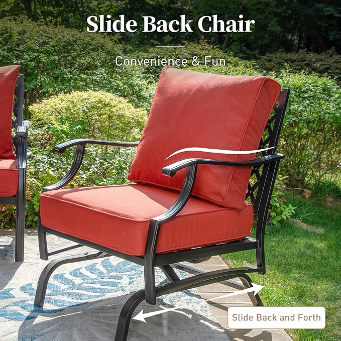 Metal Outdoor Rocker Patio Chairs Set of 2 with 5.75" Extra Thick Cushion - Photo 7