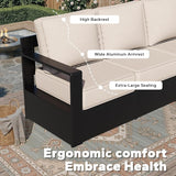 Aluminum Patio Sofa - 3-Seater Outdoor Couch with 6" Thick Removable Cushions, All-Weather Metal Frame - Photo 5