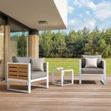 Outdoor Sofa Set, 18 Inch Square Slatted Side Table, 2 Armchairs, 4.7'' Thick Cushions and Pillows - Photo 8