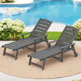 LUE BONA Outdoor Chaise Lounge Chairs Set of 2, HDPS Chaise Lounger, 5 Positions Adjustable Lounge Chairs - Photo 1