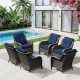 6 Piece Outdoor Wicker Patio Furniture Set, Patio Chairs Set with Thickened Olefin Cushions, High Back and Deep Seating - Photo 8