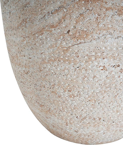 Christopher Knight Home Jaym 17.5" H Indoor Outdoor Accent Side Table, Patio Decorative End Table, Tapered Cylinder Lightweight Concrete Garden Stool for Patio Balcony & Garden Decor, Travertine