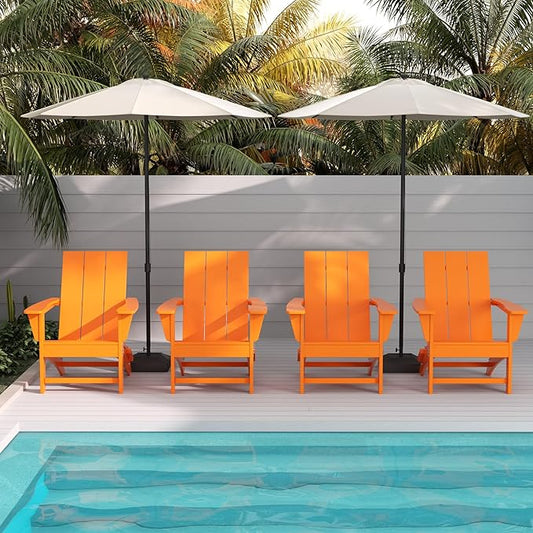 WestinTrends Ashore Modern Outdoor Folding Adirondack Chair (Set of 4), Orange