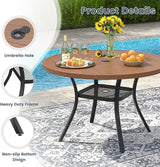 VICLLAX Round Patio Dining Table for 4-6, Outdoor Metal Dining Table with Umbrella Hole for Deck Lawn Garden Backyard - Photo 4