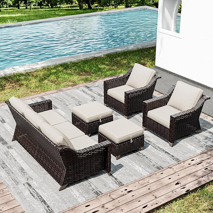 Joyside Wicker Patio Furniture Sets, 5 Pieces Upgraded Large Size Outdoor Furniture with Patio Dining Chairs - Photo 6