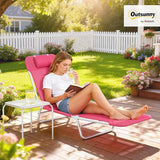Outsunny Folding Chaise Lounge Chair, Pool Sun Tanning Chair, Outdoor Lounge Chair with Reclining Back - Photo 2