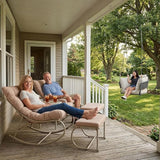 Outdoor Rocking Chairs Set of 2, Modern Papasan Rocking Chairs with Cushions - Photo 4