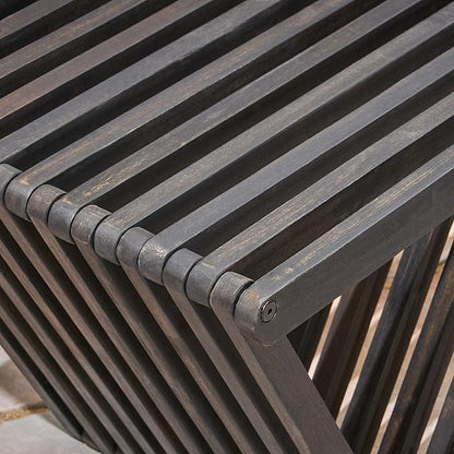 Outdoor Bench - Acacia Wood with Geometric Triangular Design and Open Slat Paneling - Perfect for Modern Outdoor Décor - for Your Patio, Garden, or Deck, Dark Gray