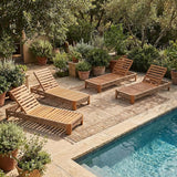 Christopher Knight Home Lamon Acacia Wood Chaise Lounge Chair Outdoor Set of 4, Woven Rope Accents - Photo 4