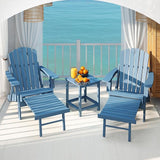 SoliWood Set of 2 Oversized Outdoor Wooden Folding Adirondack Chair with Retractable Ottoman - Photo 9