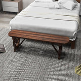 Giantex 2-Person Wooden Outdoor Bench with Wagon Wheel Legs, Slatted Seat, Rustic Country Design - Photo 7