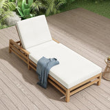 5-Position Adjustable Outdoor Chaise Lounge, Solid Wood Patio Recliner Chair with Thick Cushions for Pool - Photo 3