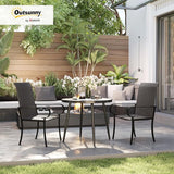 Outsunny Set of 2 Outdoor Wicker Dining Chairs, All-Weather Rattan Armchairs with Armrests, Steel Frame - Photo 2