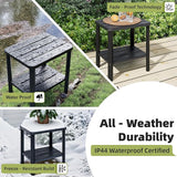 Adirondack Square Outdoor Side Table Set of 2, 2-Tier Small Outdoor Table for Patio, HDPE End Table for Backyard, Pool - Photo 5