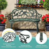 Outvita Outdoor Bench, 38"" Cast Aluminum Garden Bench Anti-Rust Weather Resistant Patio Bench Rose Pattern Bench for - Photo 7