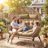 NICESOUL® Double Egg Chair Indoor Outdoor Stationary Oversized Thicken Padded Cushions, 2 Person Egg Loveseat Chair - Photo 3