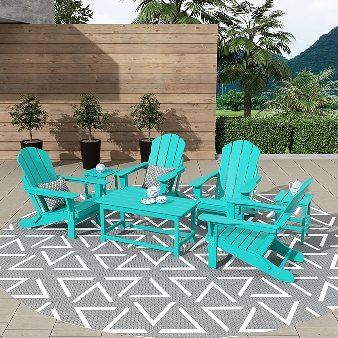 WestinTrends Malibu 3-Piece Set Outdoor Coffee and Side Table for Adirondack Chair, Turquoise