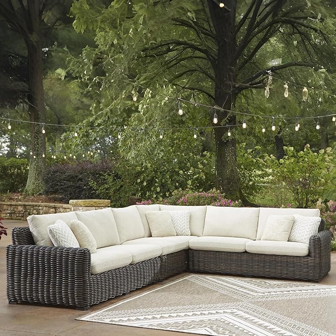 Signature Design by Ashley Kimora Right-Arm Facing Contemporary 4-Piece Outdoor Sectional with Cushion and 6 Throw - Photo 2