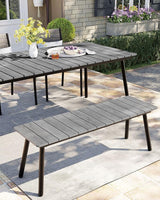 Pellebant Outdoor Dining Bench，50 Inch Long Patio Picnic Bench for 3 People，Wood Plastic Composite Board with Aluminum - Photo 2