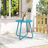Elevon Weather Resistant Outdoor 17.5” Round End Accent Table for Bistro Balcony, Sky Blue - Photo 2