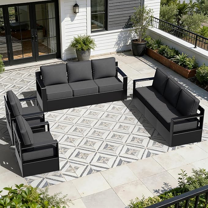 Outdoor Aluminum Furniture Set, 4-Piece Patio Conversation Set, 2 Swivel Chairs and 2 Sofa, All-Weather Metal Frame - Photo 1