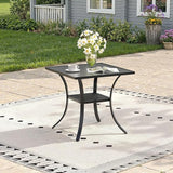 Outdoor Dining Table with Storage Shelf, 27.5" All-Weather Square Patio Dining Table for 2 - Photo 1