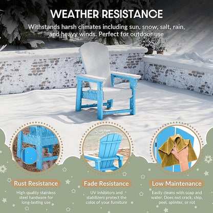 WestinTrends Malibu Kids Outdoor HDPE Adirondack Plastic Patio Chair, Pacific Blue