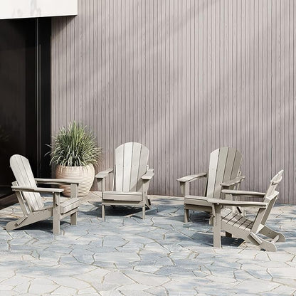 WestinTrends Malibu 4-Piece Set Outdoor Folding Poly Adirondack Chair, Sand