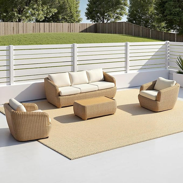 CHITA 4 Pieces Patio Wicker Furniture Set, Outdoor Rattan Bistro Set with Removable Thickened Cushions, Fully Assembled - Photo 1