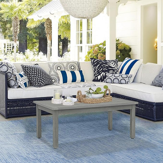 LUE BONA Outdoor Coffee Table, HDPS Patio Coffee Tables for Outside Rectangle, Adjustable Levelling Feet/Weather Resistant, Patio Table for Deck, Pool, Balcony, Indoor or Outdoor Use, Gray