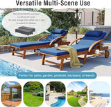LUMISOL Acacia Wood Chaise Lounge Chair Set of 2, Patio Outdoor Chaise Lounge with Cushions, Adjustable Backrest - Photo 2