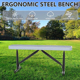 4 Feet Outdoor Steel Bench, Gray Heavy Duty Metal Park Bench for Outside, Weatherproof Dock Bench - Photo 4