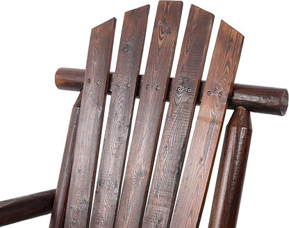 Patio Wooden Rocking Chair, High Back Wood Rocker Accent Chairs, Durable Porch Rocker Chair with Wide Seat, Patio Rockers for Outdoor & Indoor, Garden, Porch (Vintage Brown)