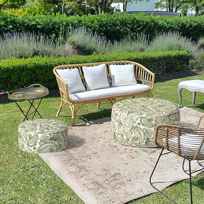 LVTXIII Inflatable Stool Ottoman Footrest with Handle, Decorative Fade-Resistant Foot Stool, Indoor or Outdoor Pouf for Home Garden and Camping Use, 21x21x9, Faylinn Shadow Paisley