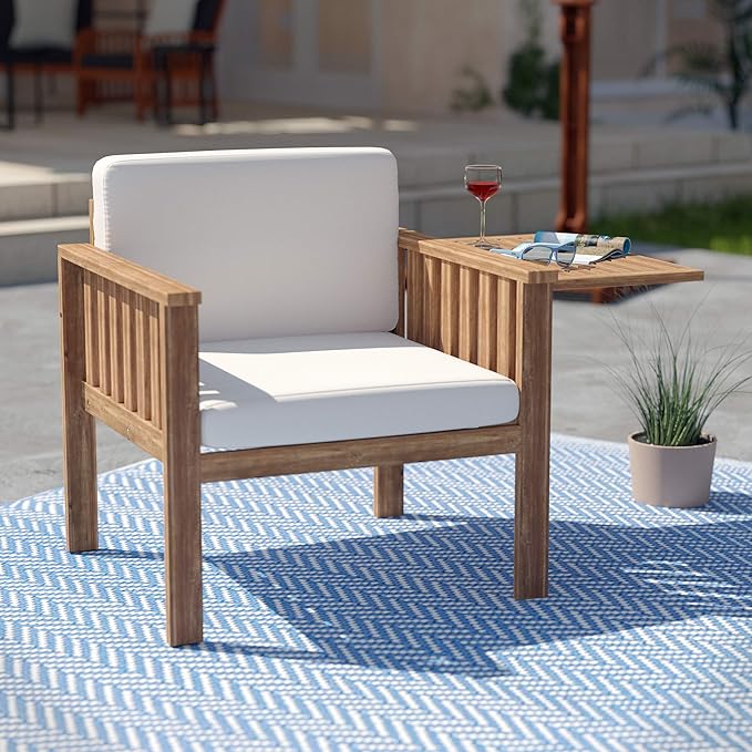 SEI Furniture AMZ8023211DO Kanmill Outdoor Chair Set, Natural, White