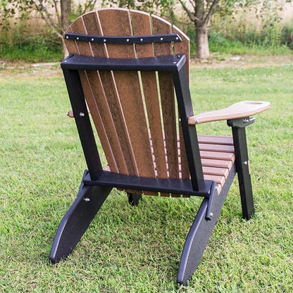 Furniture Barn USA Poly Folding Adirondack Chair with Smart Phone Holder, Walnut and Black