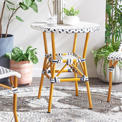 SAFAVIEH Outdoor Collection California White/Navy Bistro Table (Fully Assembled)