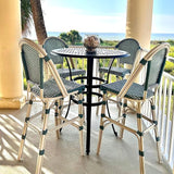 PURPLE LEAF French Counter Height Bar Stool Set of 4 25" White Print Finish Patio Bar Chairs with Back Rattan Bar - Photo 2