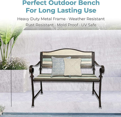 45 Inch Patio Bench, Garden Bench, Porch Bench, Cast Iron Love Seat