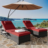 GarveeHome Patio Rattan Wicker Chaise Lounge Chair Set of 2, Wicker Chaise Lounge Outdoor for Pool Deck - Photo 7