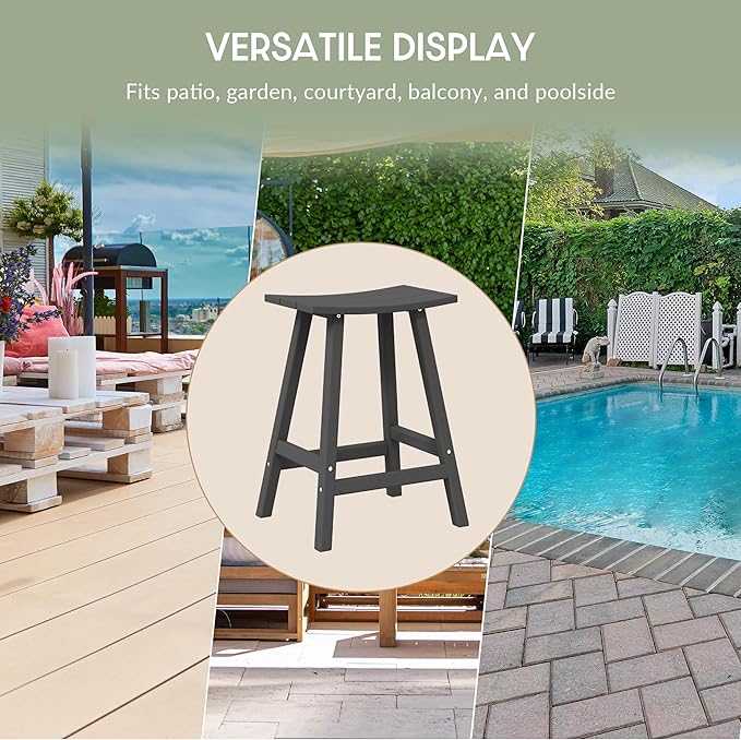 WestinTrends Malibu 24 Inch Outdoor Bar Stools, All Weather Resistant Poly Lumber Adirondack Counter Height Stools, Gray