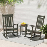 POLYWOOD Estate 3-Piece Rocking Chair Set, Outdoor Patio Furniture, Front Porch Rockers with Side Table, HDPE - Photo 3